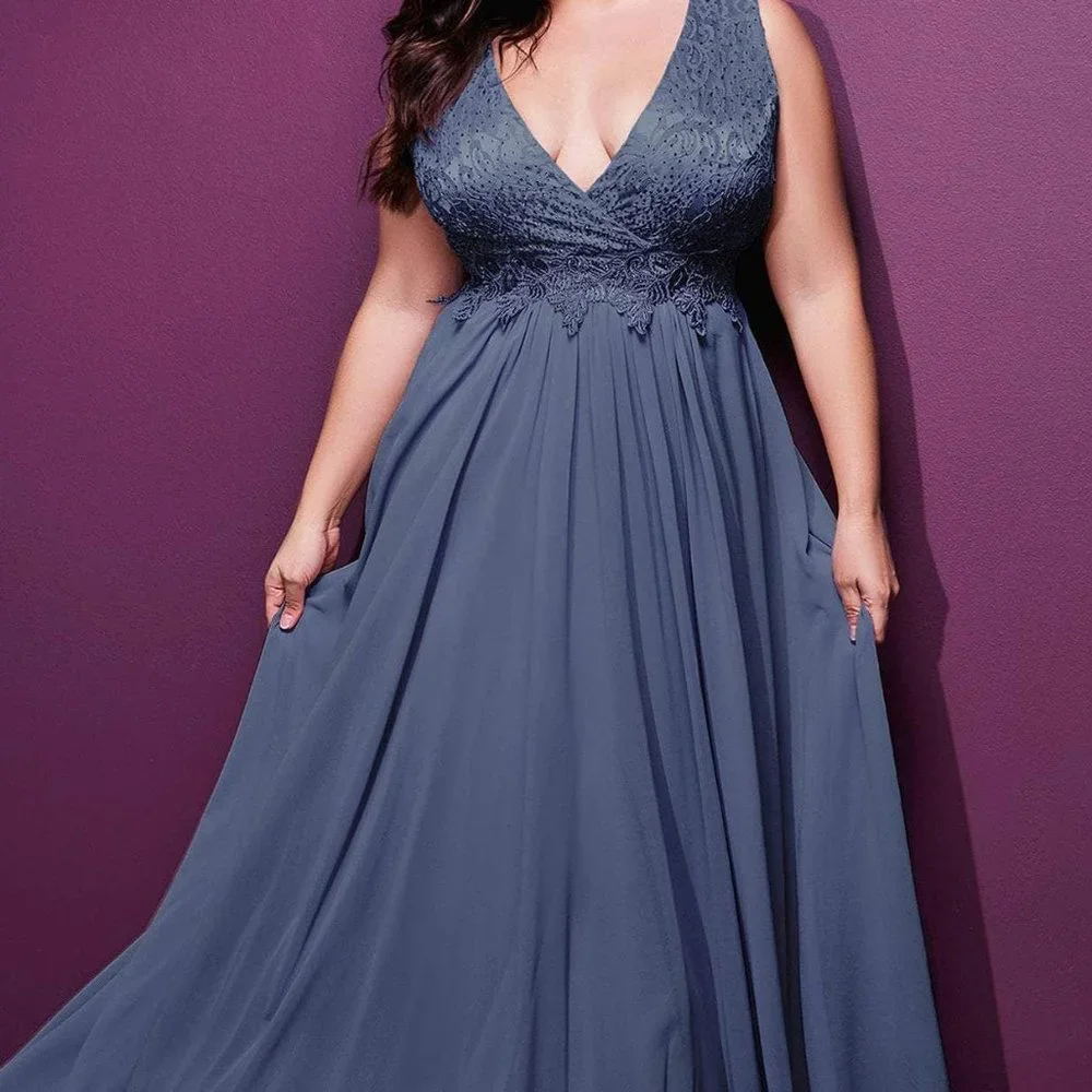 Ladivine S7201 Evening Dress Smoky Blue size 20